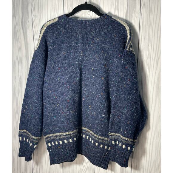 Vintage DD Sloane Acrylic Wool Blend Crewneck Tree Navy Sweater Size Medium R1 - Picture 4 of 8